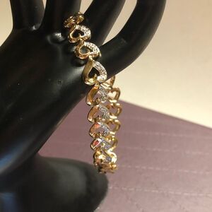 925 Gold Plated Heart Bracelet w/Diamond Accents